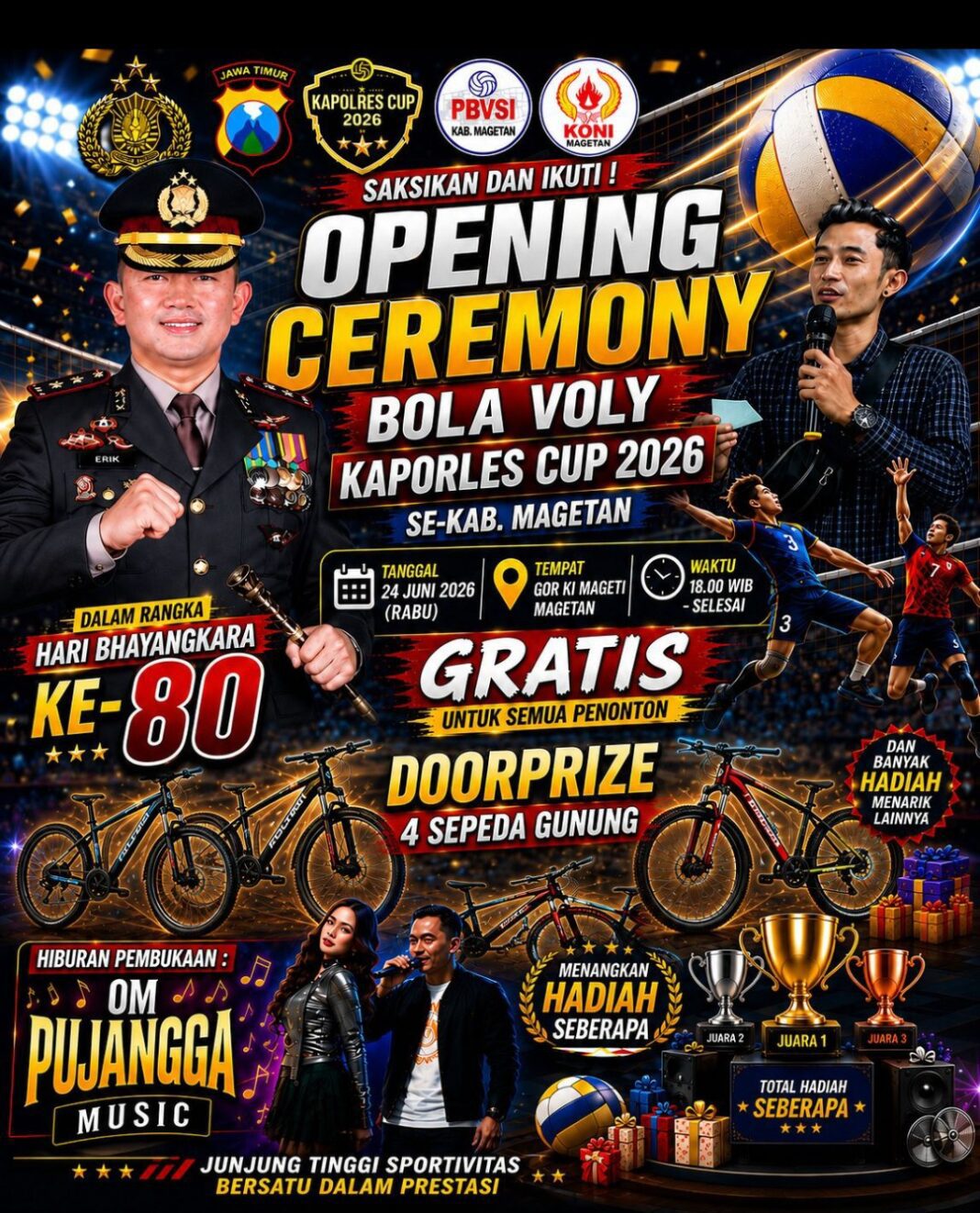 OPEN TURNAMEN BOLA VOLI KAPOLRES CUP 2026 , MAGETAN DI MULAI HARI INI, PEMBUKAAN BERTABUR HADIAH OPEN TURNAMEN BOLA VOLI KAPOLRES CUP 2026 , MAGETAN DI MULAI HARI INI, PEMBUKAAN BERTABUR HADIAH