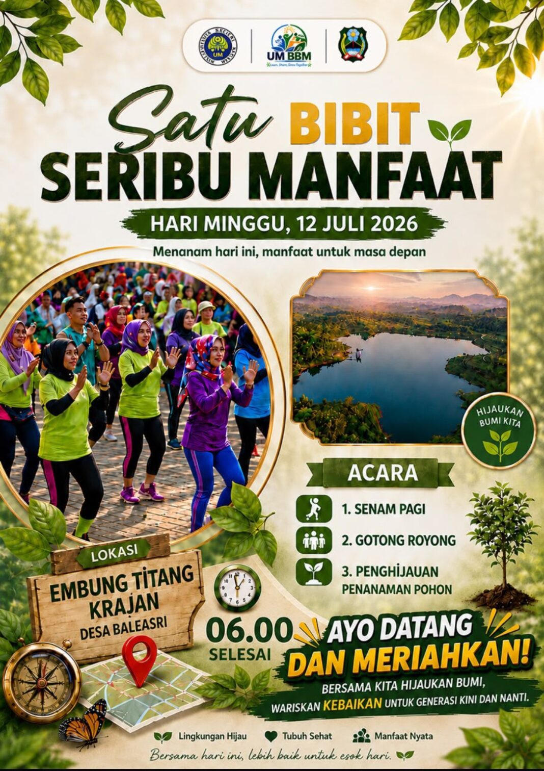 UNIVERSITAS NEGERI MALANG & PEMDES BALE ASRI ADAKAN BERSIH EMBUNG & TANAM POHON, JAGA KELESTARIAN ALAMN UNIVERSITAS NEGERI MALANG & PEMDES BALE ASRI ADAKAN BERSIH EMBUNG & TANAM POHON, JAGA KELESTARIAN ALAMN