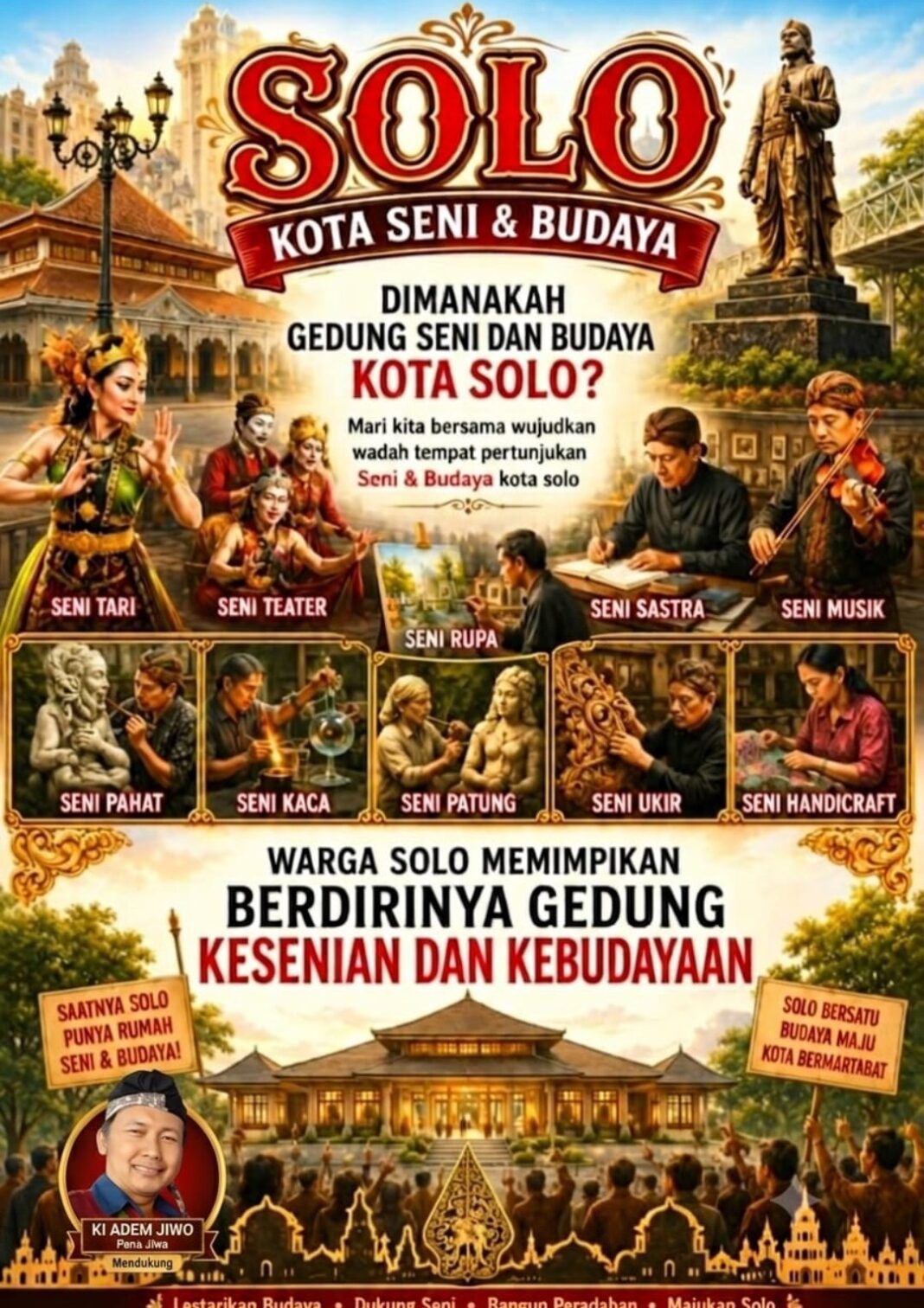 SOLO BERGETAR..! RATUSAN PEGIAT SENI BUDAYA GELAR KIRAB DI CFD DUKUNG PEMBANGUNAN GEDUNG KESENIAN SOLO BERGETAR..! RATUSAN PEGIAT SENI BUDAYA GELAR KIRAB DI CFD DUKUNG PEMBANGUNAN GEDUNG KESENIAN