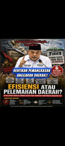 Efisiensi atau Pelemahan Daerah? APKASI Desak Pemerintah Hentikan Pemotongan Anggaran 2027 Efisiensi atau Pelemahan Daerah? APKASI Desak Pemerintah Hentikan Pemotongan Anggaran 2027