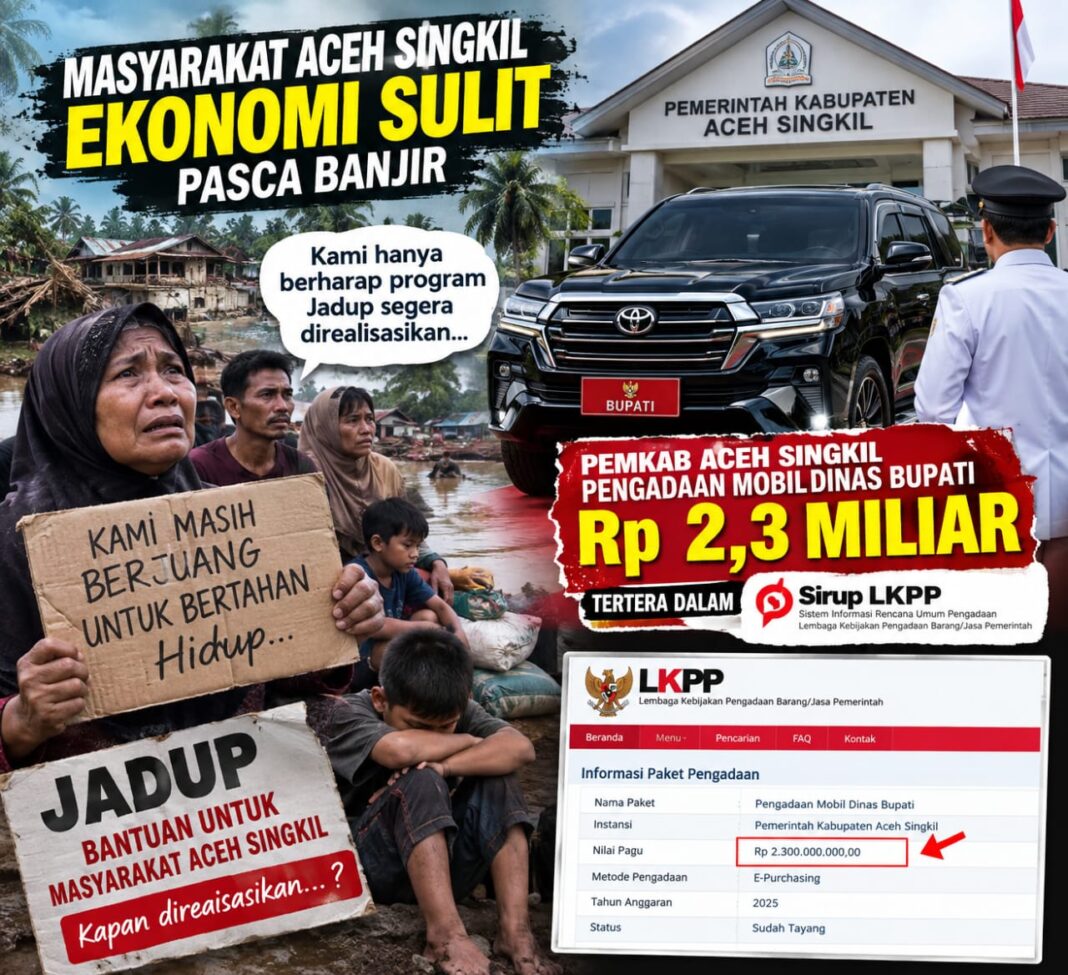 Minim Empati: Di Tengah Ekonomi Rakyat Sulit, Bupati Aceh Singkil Justru Kekeuh Beli Mobil Dinas Baru Minim Empati: Di Tengah Ekonomi Rakyat Sulit, Bupati Aceh Singkil Justru Kekeuh Beli Mobil Dinas Baru
