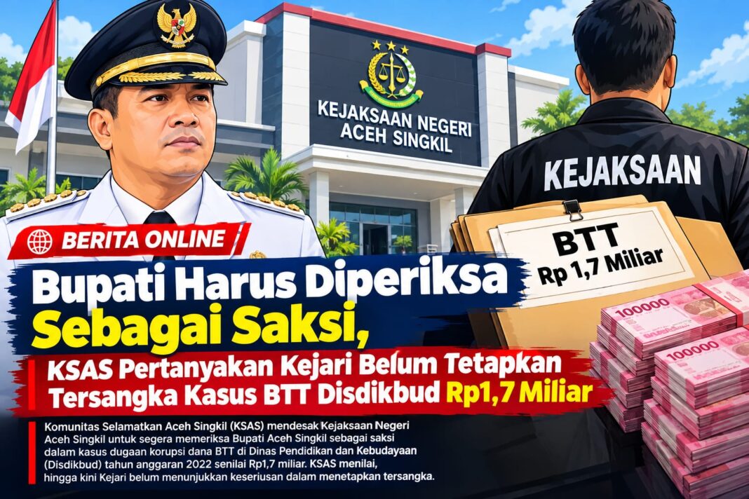Bupati Harus Diperiksa Sebagai Saksi, KSAS Pertanyakan Kejari Belum Tetapkan Tersangka Kasus BTT Rp1,7 Miliar Bupati Harus Diperiksa Sebagai Saksi, KSAS Pertanyakan Kejari Belum Tetapkan Tersangka Kasus BTT Rp1,7 Miliar