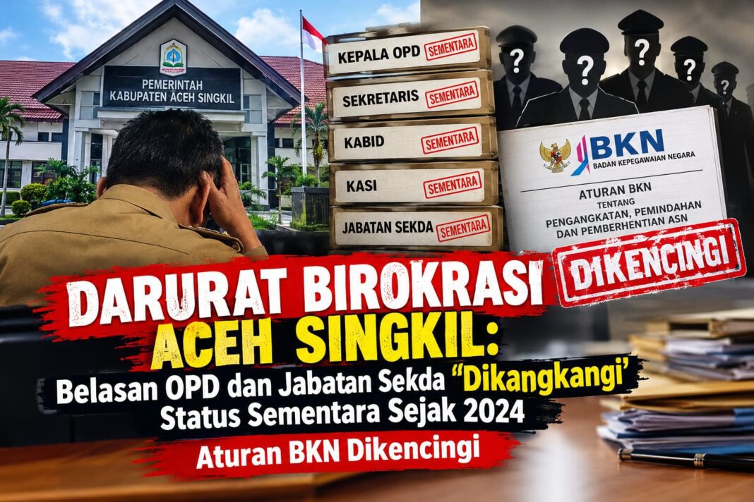 Darurat Birokrasi Aceh Singkil: Belasan OPD dan Jabatan Sekda Dikangkangi, Aturan BKN Dikencingi Darurat Birokrasi Aceh Singkil: Belasan OPD dan Jabatan Sekda Dikangkangi, Aturan BKN Dikencingi