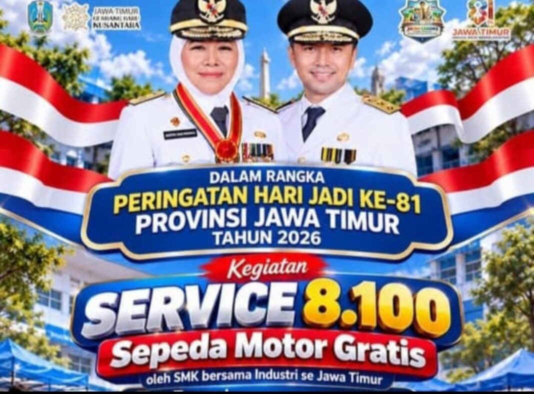 DALAM RANGKA PERINGATAN HARI JADI KE – 81 PROVINSI JATIM, SUKSES ADAKAN SERVIS GRATIS SEPEDA MOTOR DALAM RANGKA PERINGATAN HARI JADI KE – 81 PROVINSI JATIM, SUKSES ADAKAN SERVIS GRATIS SEPEDA MOTOR